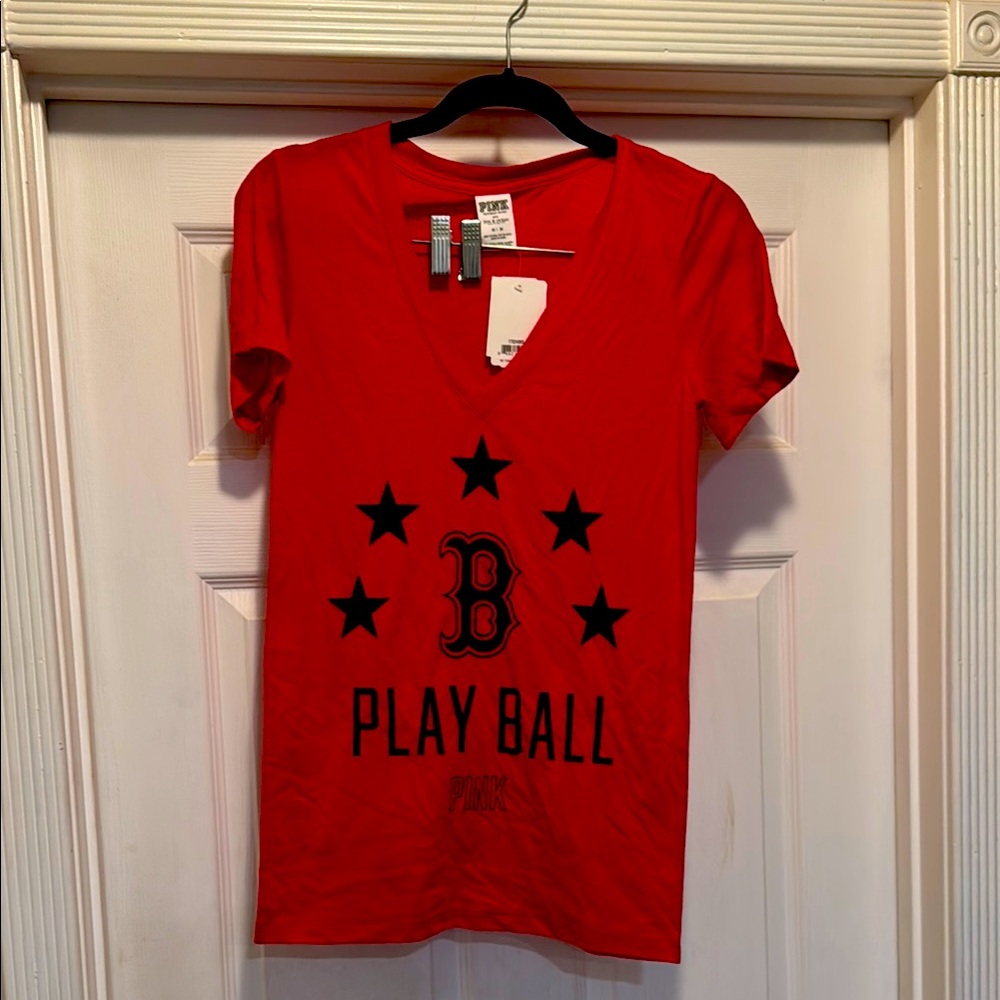 Victoria's Secret Pink Red V-Neck T-Shirt
